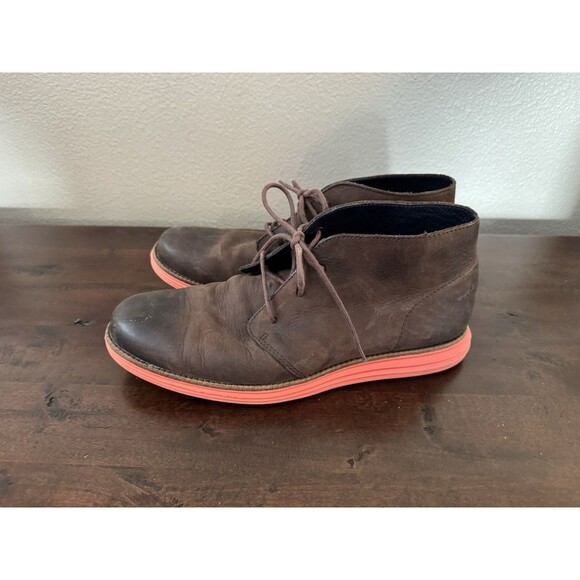 Cole Haan Lunargrand Chukka Boots Brown Leather Men\'s Size 10.5 M